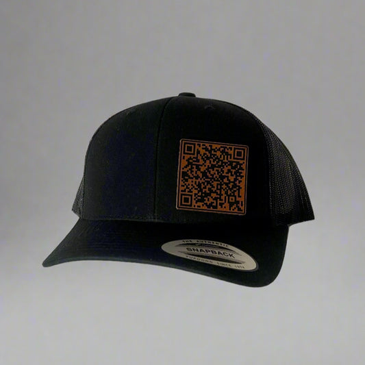 Mustache rides QR code hat